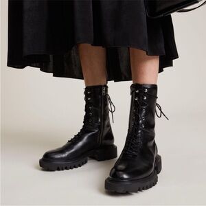 All Saints Maren Leather Combat Boots size EU 40 US 10 - see description of flaw